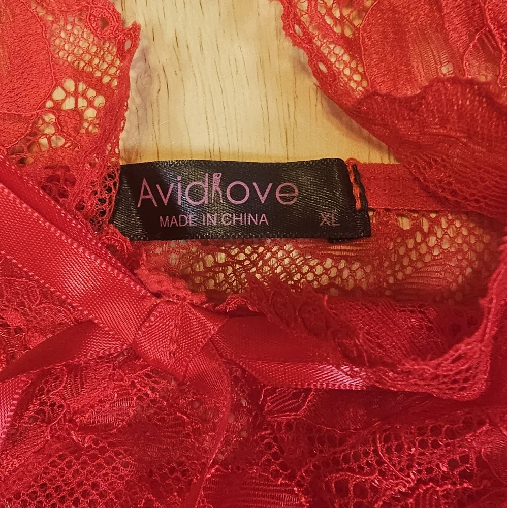 Red Lace Baby Doll Dress Set - Picture 4 of 15